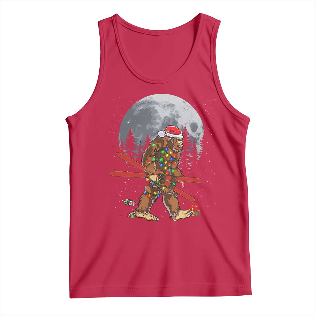 Santa Bigfoot Christmas Tank Top Funny Sasquatch Skiing Snowboard Ski Lover Skier - Wonder Print Shop