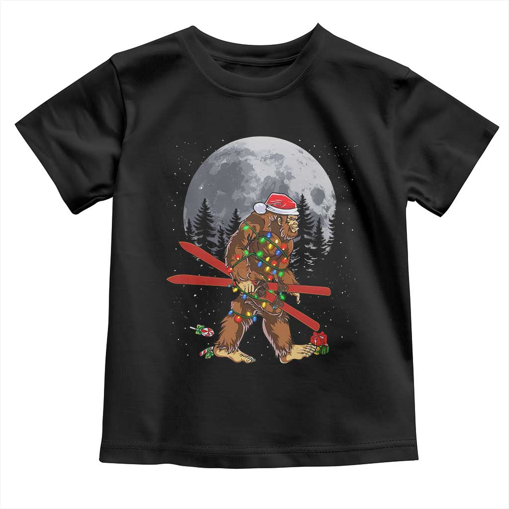 Santa Bigfoot Christmas Toddler T Shirt Funny Sasquatch Skiing Snowboard Ski Lover Skier - Wonder Print Shop