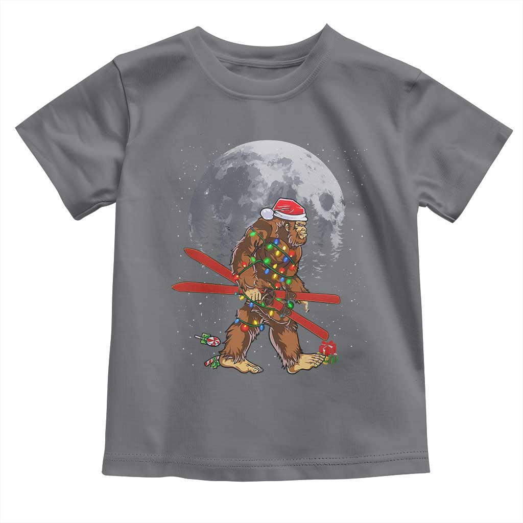 Santa Bigfoot Christmas Toddler T Shirt Funny Sasquatch Skiing Snowboard Ski Lover Skier - Wonder Print Shop