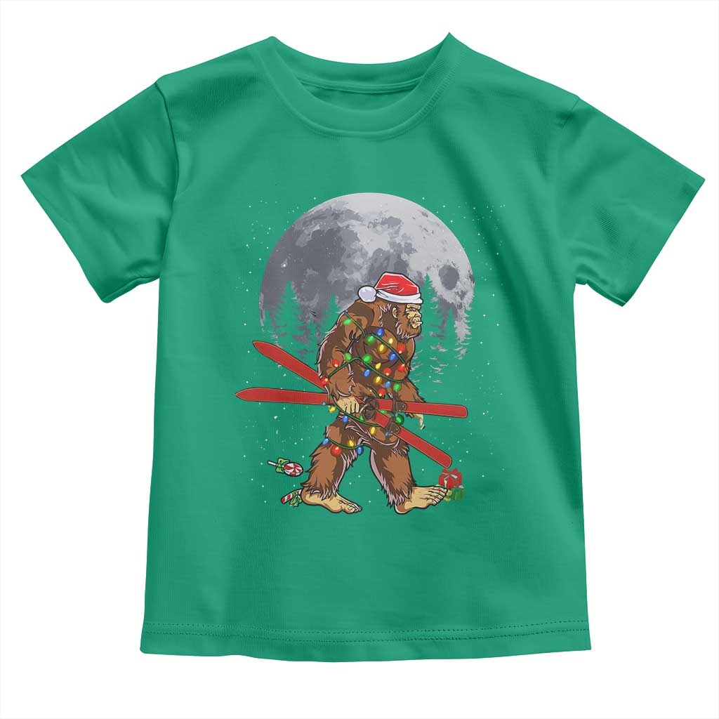 Santa Bigfoot Christmas Toddler T Shirt Funny Sasquatch Skiing Snowboard Ski Lover Skier - Wonder Print Shop