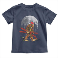 Santa Bigfoot Christmas Toddler T Shirt Funny Sasquatch Skiing Snowboard Ski Lover Skier - Wonder Print Shop