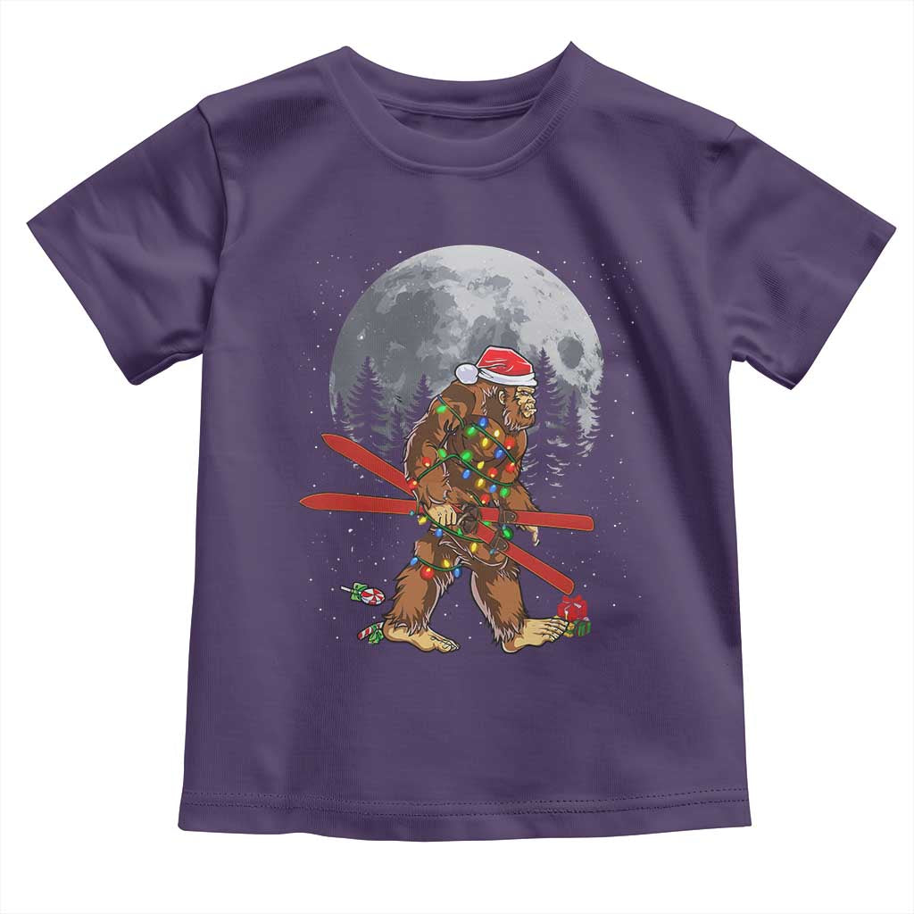 Santa Bigfoot Christmas Toddler T Shirt Funny Sasquatch Skiing Snowboard Ski Lover Skier - Wonder Print Shop