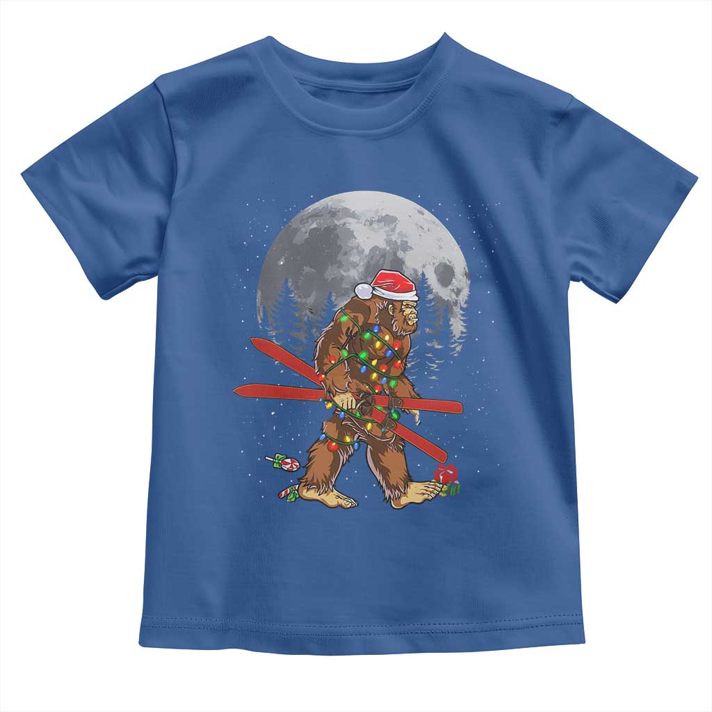 Santa Bigfoot Christmas Toddler T Shirt Funny Sasquatch Skiing Snowboard Ski Lover Skier - Wonder Print Shop