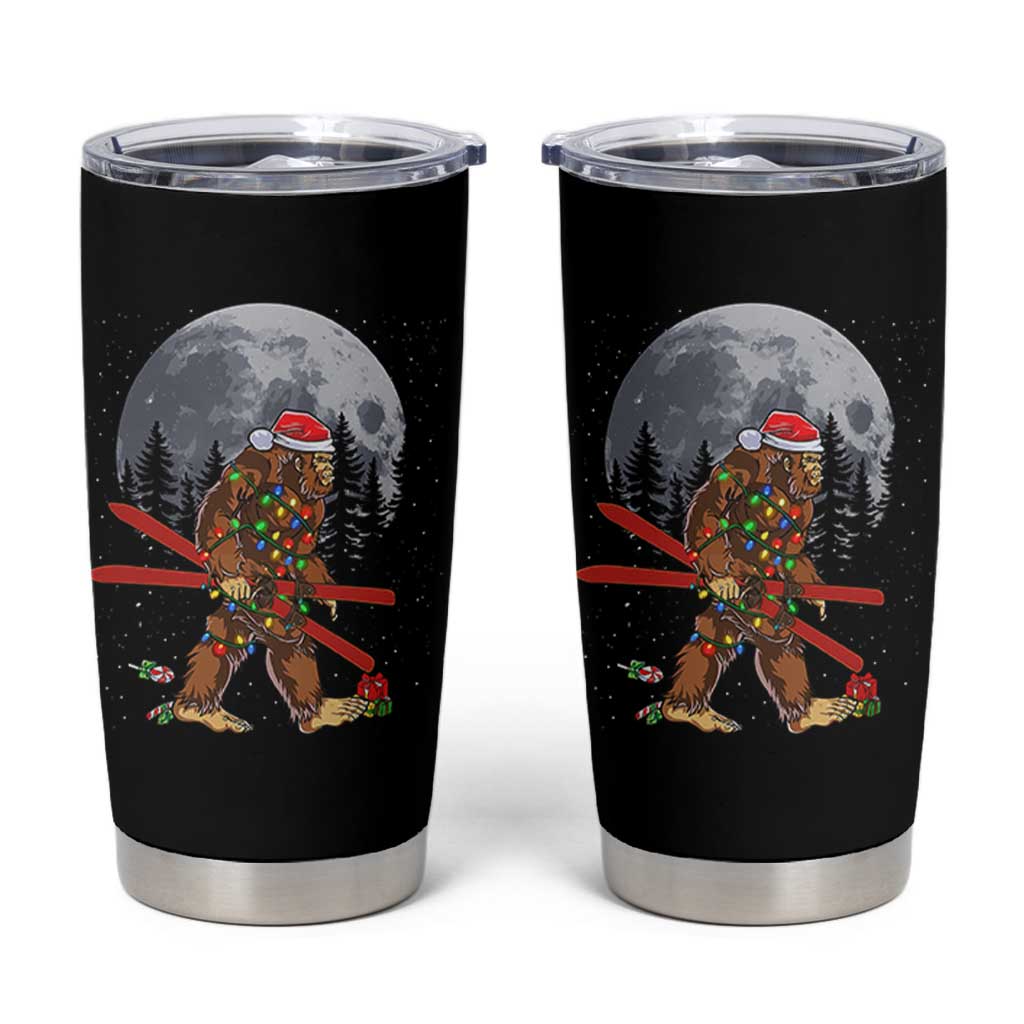 Santa Bigfoot Christmas Tumbler Cup Funny Sasquatch Skiing Snowboard Ski Lover Skier - Wonder Print Shop