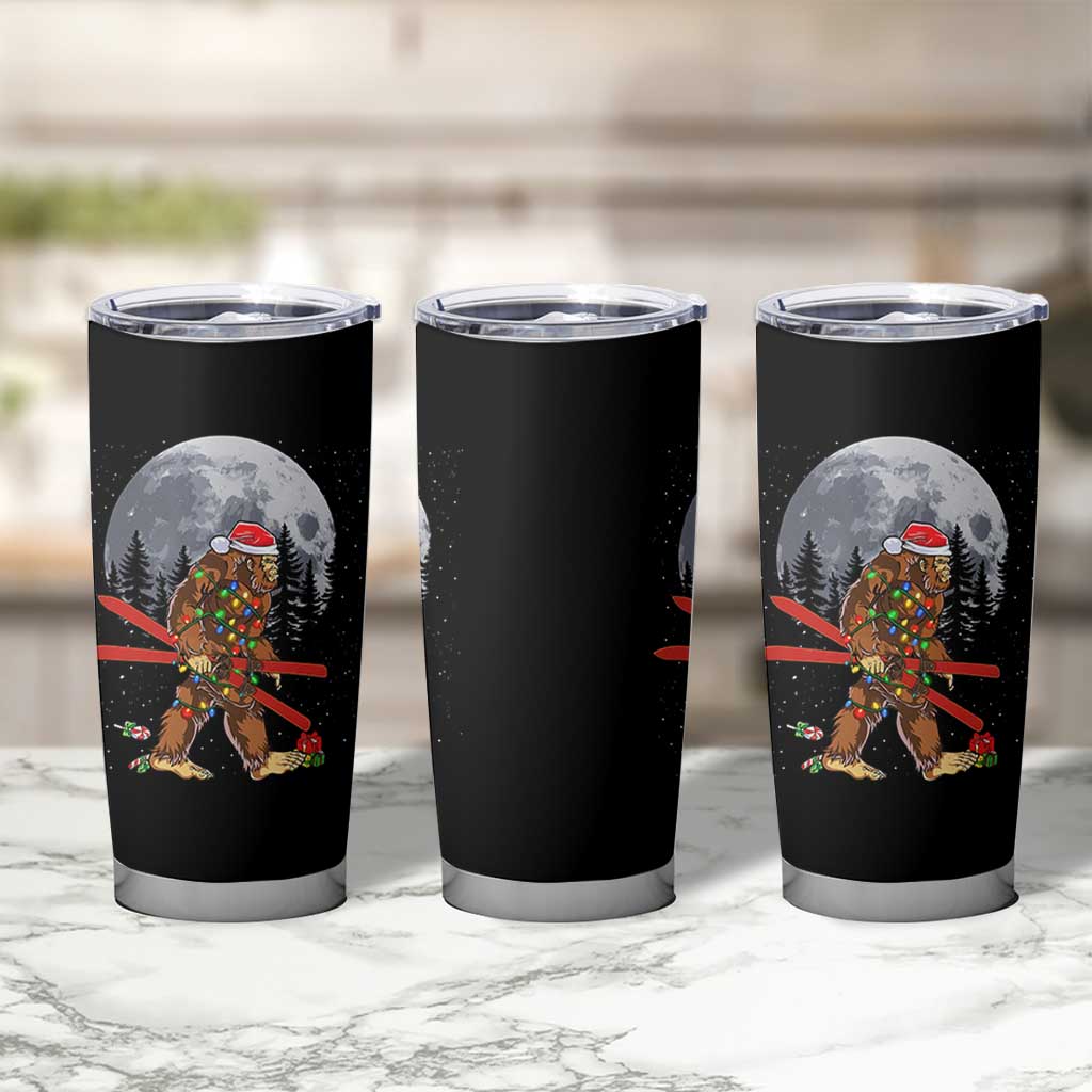 Santa Bigfoot Christmas Tumbler Cup Funny Sasquatch Skiing Snowboard Ski Lover Skier - Wonder Print Shop