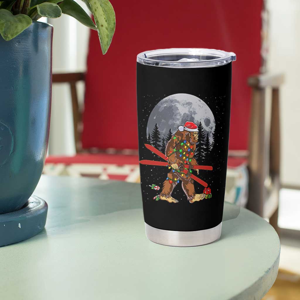 Santa Bigfoot Christmas Tumbler Cup Funny Sasquatch Skiing Snowboard Ski Lover Skier - Wonder Print Shop