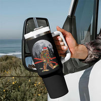 Santa Bigfoot Christmas Tumbler With Handle Funny Sasquatch Skiing Snowboard Ski Lover Skier - Wonder Print Shop