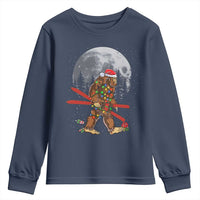 Santa Bigfoot Christmas Youth Sweatshirt Funny Sasquatch Skiing Snowboard Ski Lover Skier - Wonder Print Shop