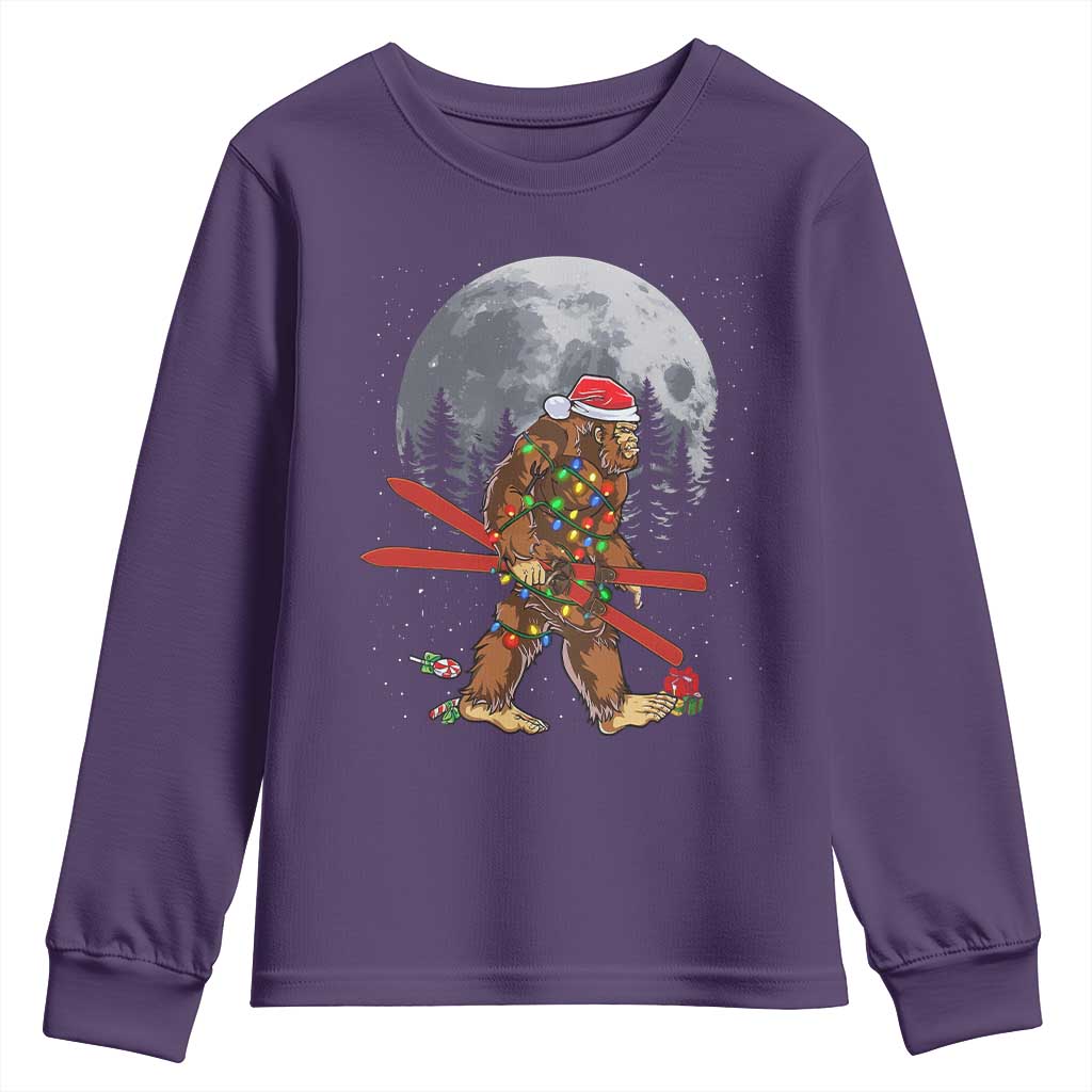 Santa Bigfoot Christmas Youth Sweatshirt Funny Sasquatch Skiing Snowboard Ski Lover Skier - Wonder Print Shop