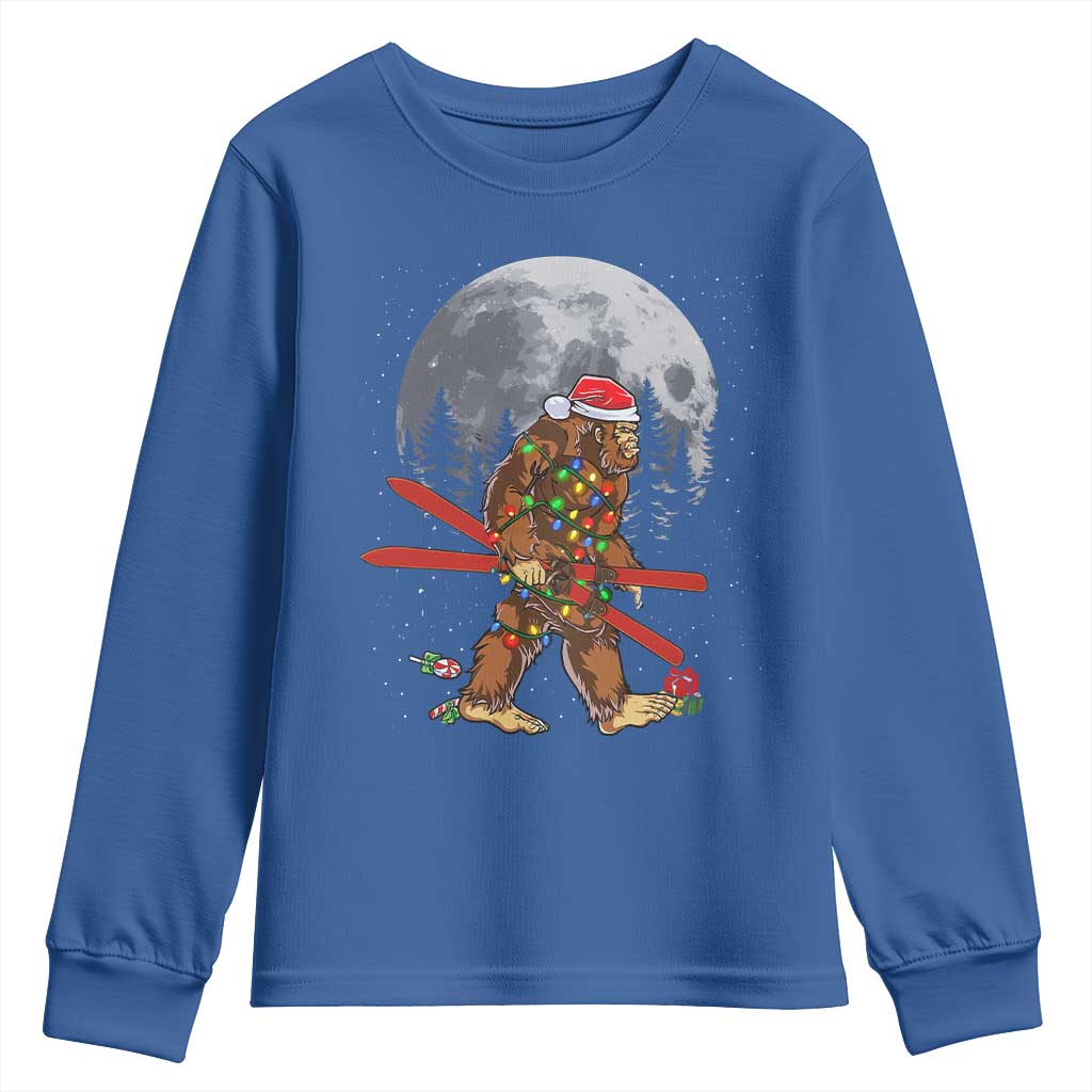 Santa Bigfoot Christmas Youth Sweatshirt Funny Sasquatch Skiing Snowboard Ski Lover Skier - Wonder Print Shop