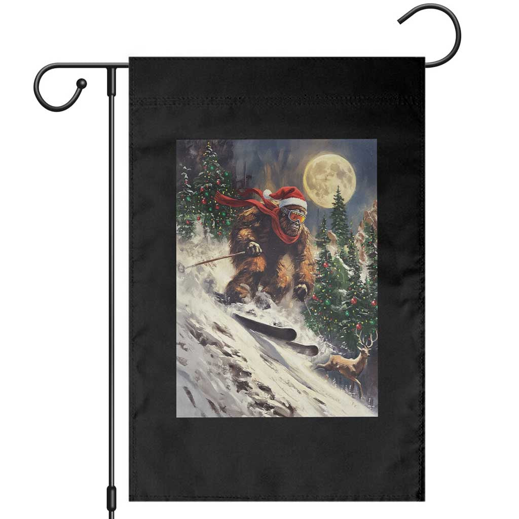 Christmas Bigfoot Skiing Garden Flag Funny Santa Sasquatch Snowboard Ski Lover Skier - Wonder Print Shop