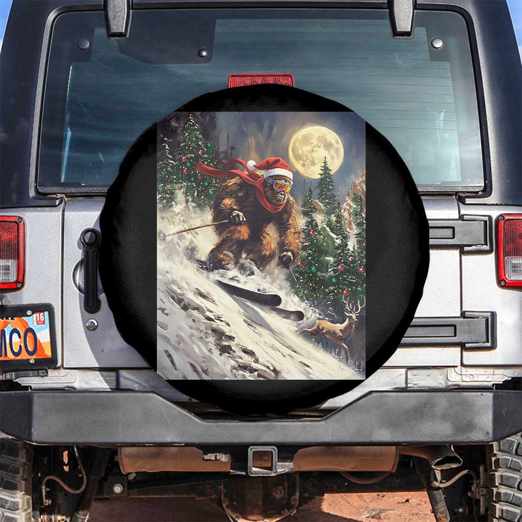 Christmas Bigfoot Skiing Spare Tire Cover Funny Santa Sasquatch Snowboard Ski Lover Skier - Wonder Print Shop