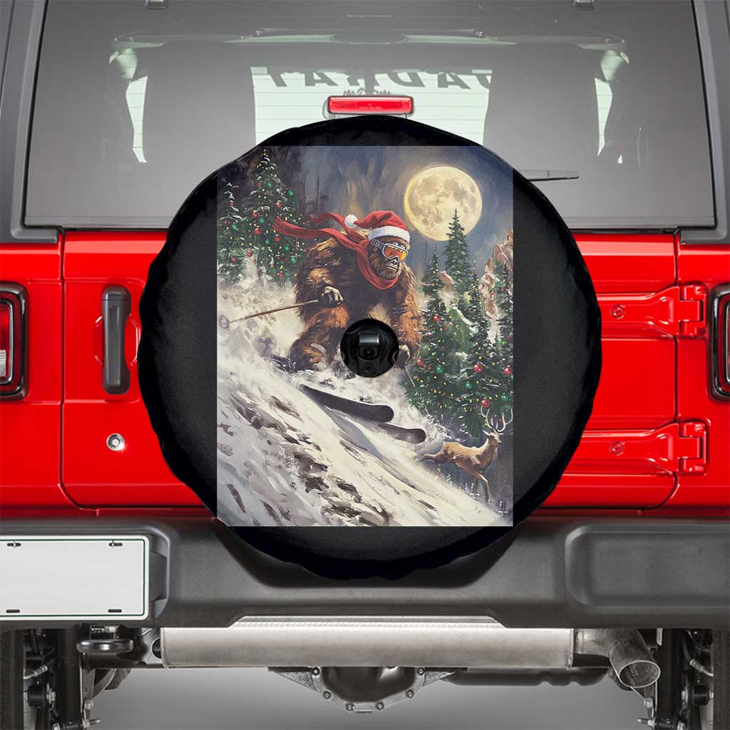 Christmas Bigfoot Skiing Spare Tire Cover Funny Santa Sasquatch Snowboard Ski Lover Skier - Wonder Print Shop