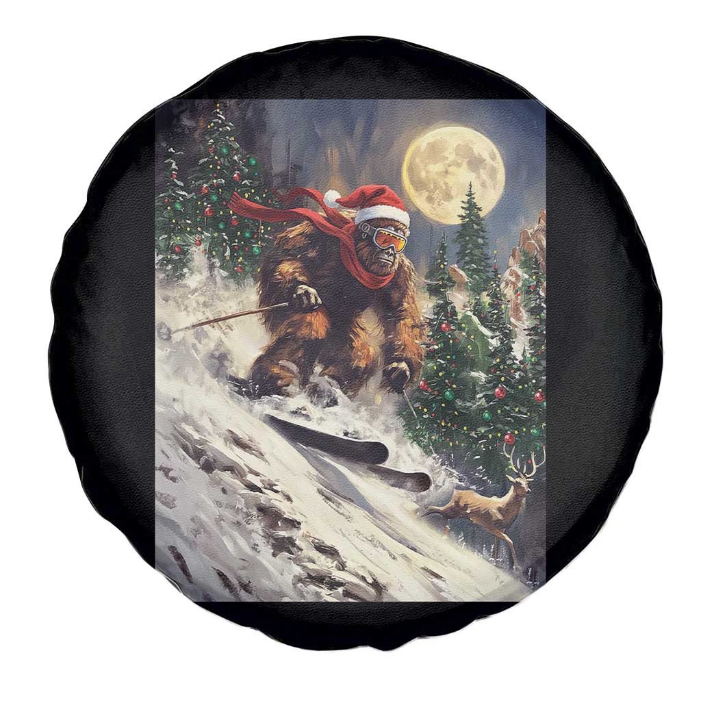 Christmas Bigfoot Skiing Spare Tire Cover Funny Santa Sasquatch Snowboard Ski Lover Skier - Wonder Print Shop
