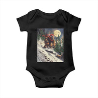 Christmas Bigfoot Skiing Baby Onesie Funny Santa Sasquatch Snowboard Ski Lover Skier - Wonder Print Shop