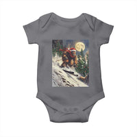 Christmas Bigfoot Skiing Baby Onesie Funny Santa Sasquatch Snowboard Ski Lover Skier - Wonder Print Shop
