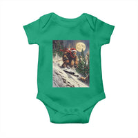 Christmas Bigfoot Skiing Baby Onesie Funny Santa Sasquatch Snowboard Ski Lover Skier - Wonder Print Shop