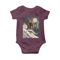 Christmas Bigfoot Skiing Baby Onesie Funny Santa Sasquatch Snowboard Ski Lover Skier - Wonder Print Shop