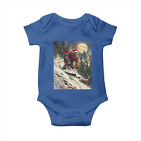 Christmas Bigfoot Skiing Baby Onesie Funny Santa Sasquatch Snowboard Ski Lover Skier - Wonder Print Shop