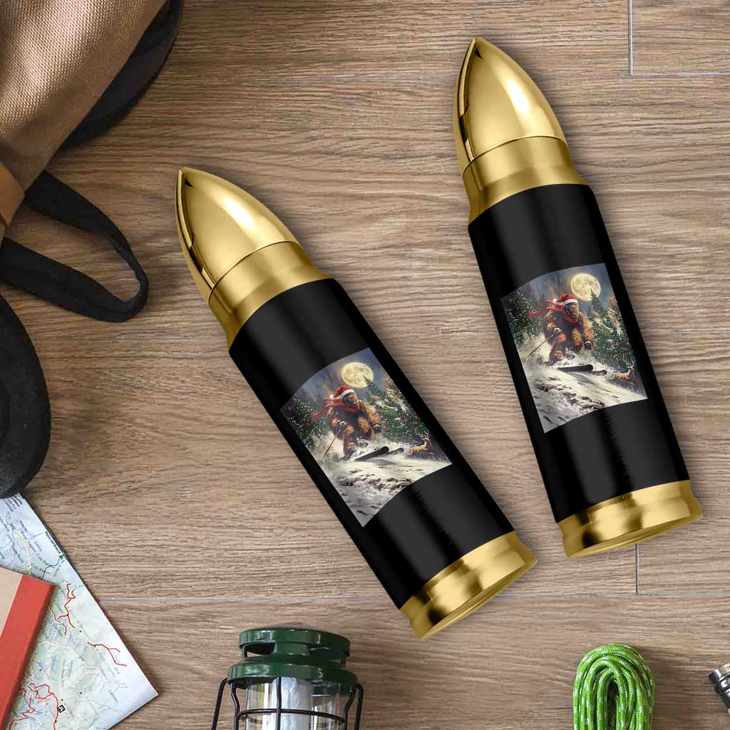 Christmas Bigfoot Skiing Bullet Tumbler Funny Santa Sasquatch Snowboard Ski Lover Skier - Wonder Print Shop