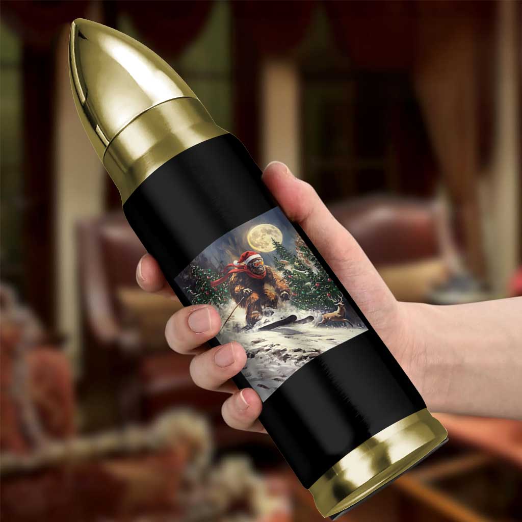 Christmas Bigfoot Skiing Bullet Tumbler Funny Santa Sasquatch Snowboard Ski Lover Skier - Wonder Print Shop