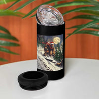 Christmas Bigfoot Skiing 4 in 1 Can Cooler Tumbler Funny Santa Sasquatch Snowboard Ski Lover Skier - Wonder Print Shop