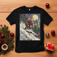 Christmas Bigfoot Skiing T Shirt Funny Santa Sasquatch Snowboard Ski Lover Skier - Wonder Print Shop