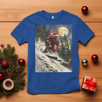 Christmas Bigfoot Skiing T Shirt Funny Santa Sasquatch Snowboard Ski Lover Skier - Wonder Print Shop