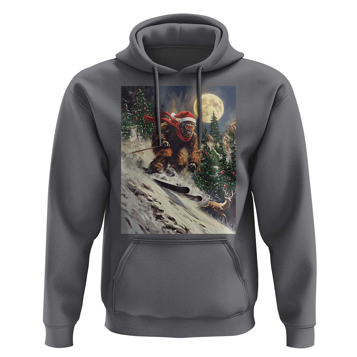 Christmas Bigfoot Skiing Hoodie Funny Santa Sasquatch Snowboard Ski Lover Skier - Wonder Print Shop