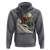 Christmas Bigfoot Skiing Hoodie Funny Santa Sasquatch Snowboard Ski Lover Skier - Wonder Print Shop