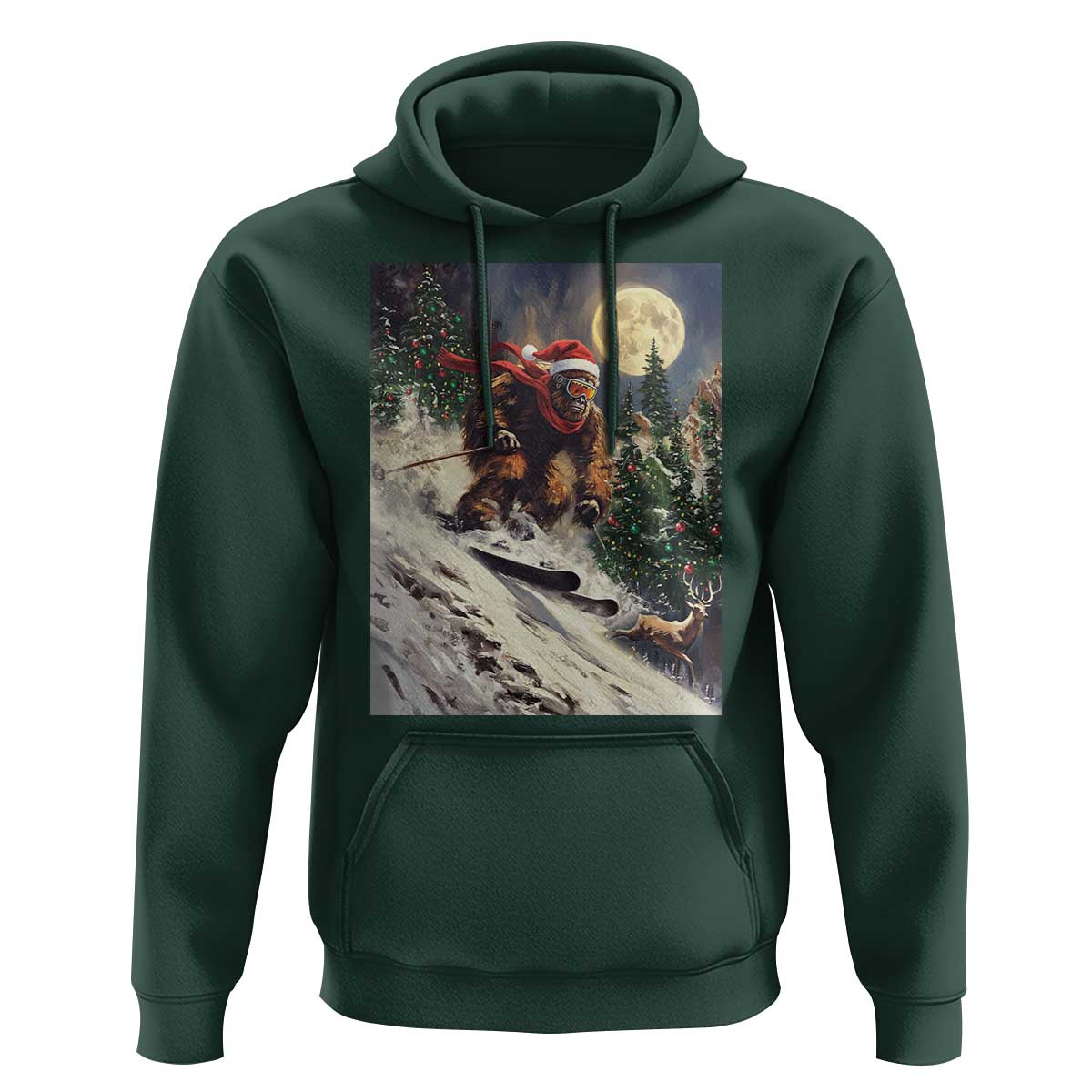 Christmas Bigfoot Skiing Hoodie Funny Santa Sasquatch Snowboard Ski Lover Skier - Wonder Print Shop