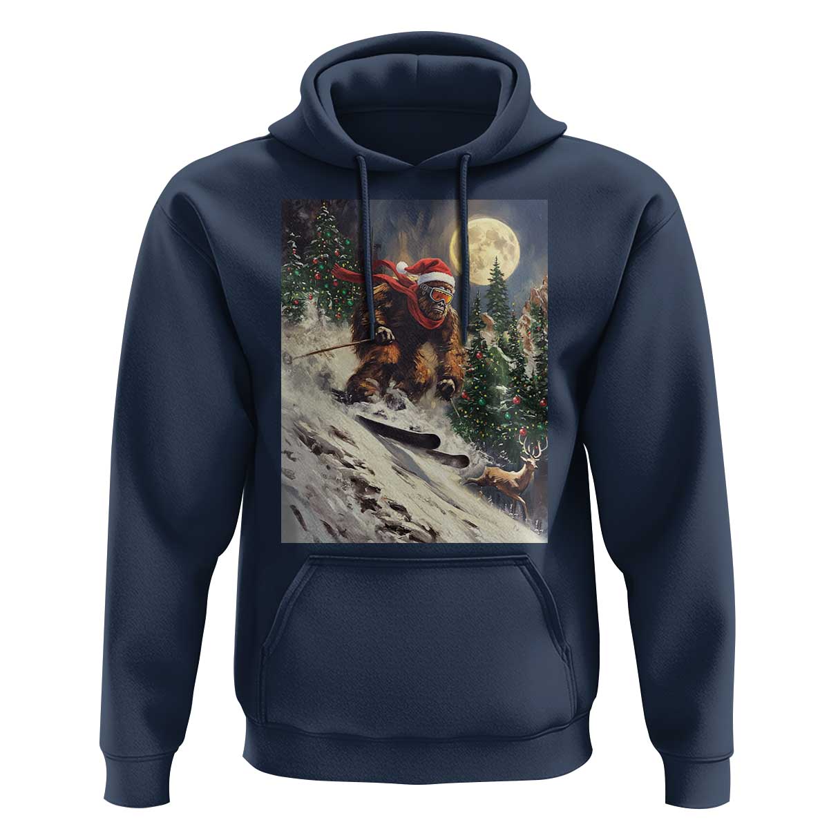 Christmas Bigfoot Skiing Hoodie Funny Santa Sasquatch Snowboard Ski Lover Skier - Wonder Print Shop