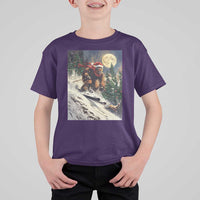 Christmas Bigfoot Skiing T Shirt For Kid Funny Santa Sasquatch Snowboard Ski Lover Skier - Wonder Print Shop