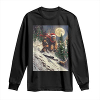 Christmas Bigfoot Skiing Long Sleeve Shirt Funny Santa Sasquatch Snowboard Ski Lover Skier - Wonder Print Shop