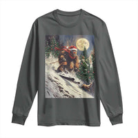 Christmas Bigfoot Skiing Long Sleeve Shirt Funny Santa Sasquatch Snowboard Ski Lover Skier - Wonder Print Shop