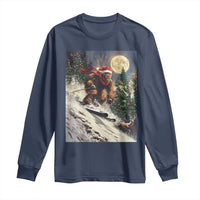 Christmas Bigfoot Skiing Long Sleeve Shirt Funny Santa Sasquatch Snowboard Ski Lover Skier - Wonder Print Shop