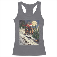Christmas Bigfoot Skiing Racerback Tank Top Funny Santa Sasquatch Snowboard Ski Lover Skier - Wonder Print Shop