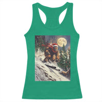 Christmas Bigfoot Skiing Racerback Tank Top Funny Santa Sasquatch Snowboard Ski Lover Skier - Wonder Print Shop