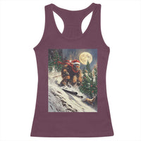 Christmas Bigfoot Skiing Racerback Tank Top Funny Santa Sasquatch Snowboard Ski Lover Skier - Wonder Print Shop