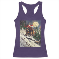 Christmas Bigfoot Skiing Racerback Tank Top Funny Santa Sasquatch Snowboard Ski Lover Skier - Wonder Print Shop