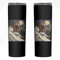 Christmas Bigfoot Skiing Skinny Tumbler Funny Santa Sasquatch Snowboard Ski Lover Skier - Wonder Print Shop