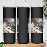 Christmas Bigfoot Skiing Skinny Tumbler Funny Santa Sasquatch Snowboard Ski Lover Skier - Wonder Print Shop