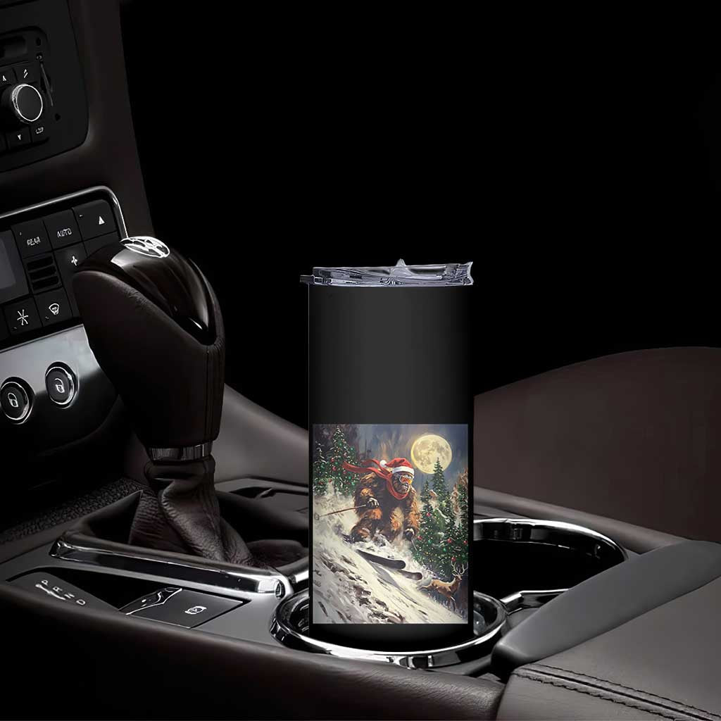 Christmas Bigfoot Skiing Skinny Tumbler Funny Santa Sasquatch Snowboard Ski Lover Skier - Wonder Print Shop