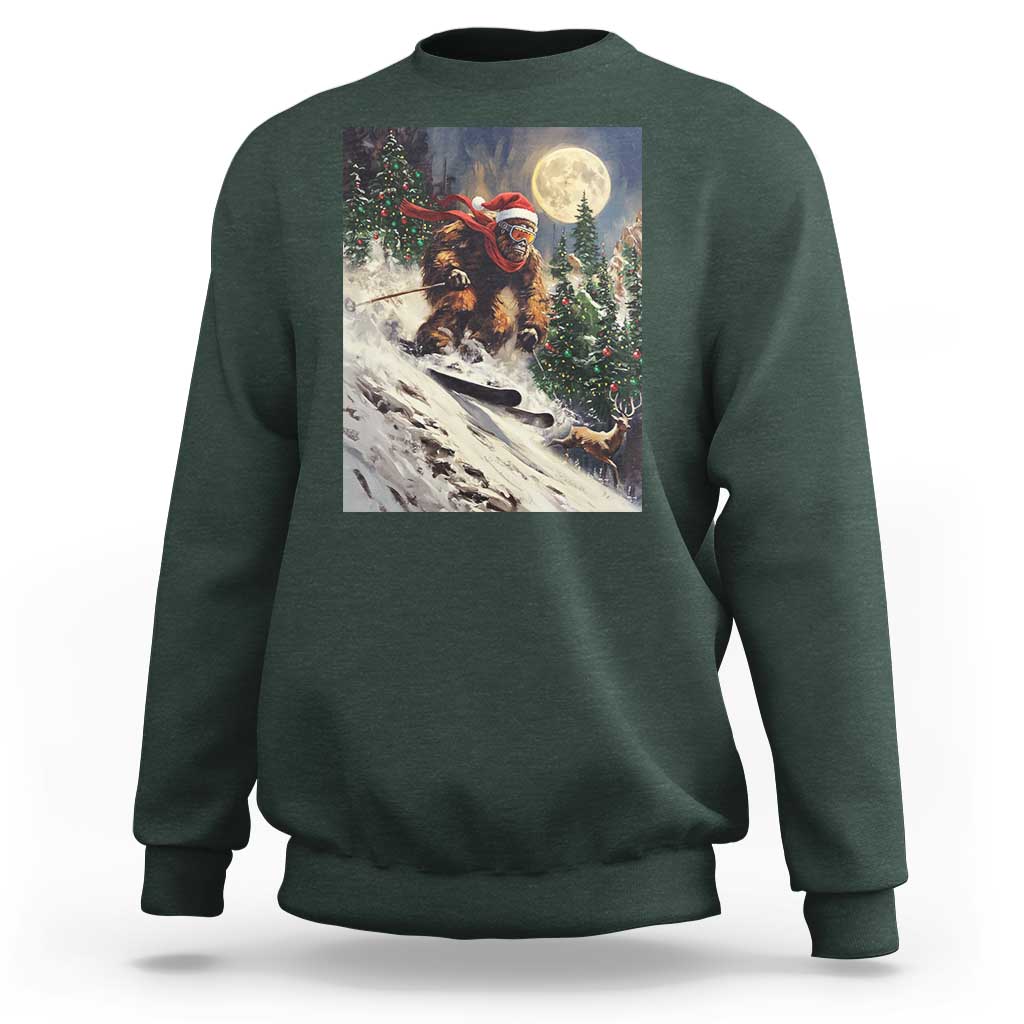 Christmas Bigfoot Skiing Sweatshirt Funny Santa Sasquatch Snowboard Ski Lover Skier - Wonder Print Shop