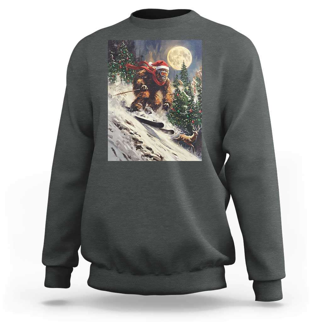 Christmas Bigfoot Skiing Sweatshirt Funny Santa Sasquatch Snowboard Ski Lover Skier - Wonder Print Shop