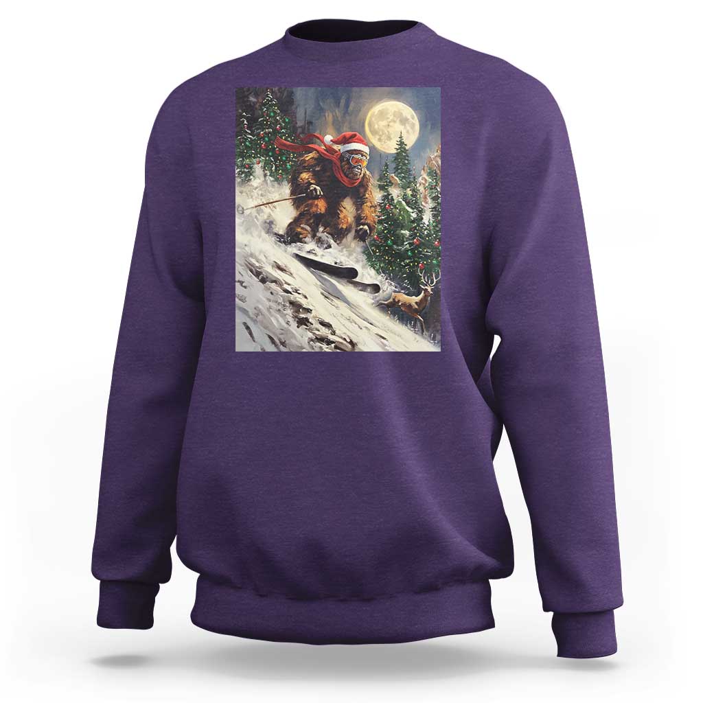 Christmas Bigfoot Skiing Sweatshirt Funny Santa Sasquatch Snowboard Ski Lover Skier - Wonder Print Shop