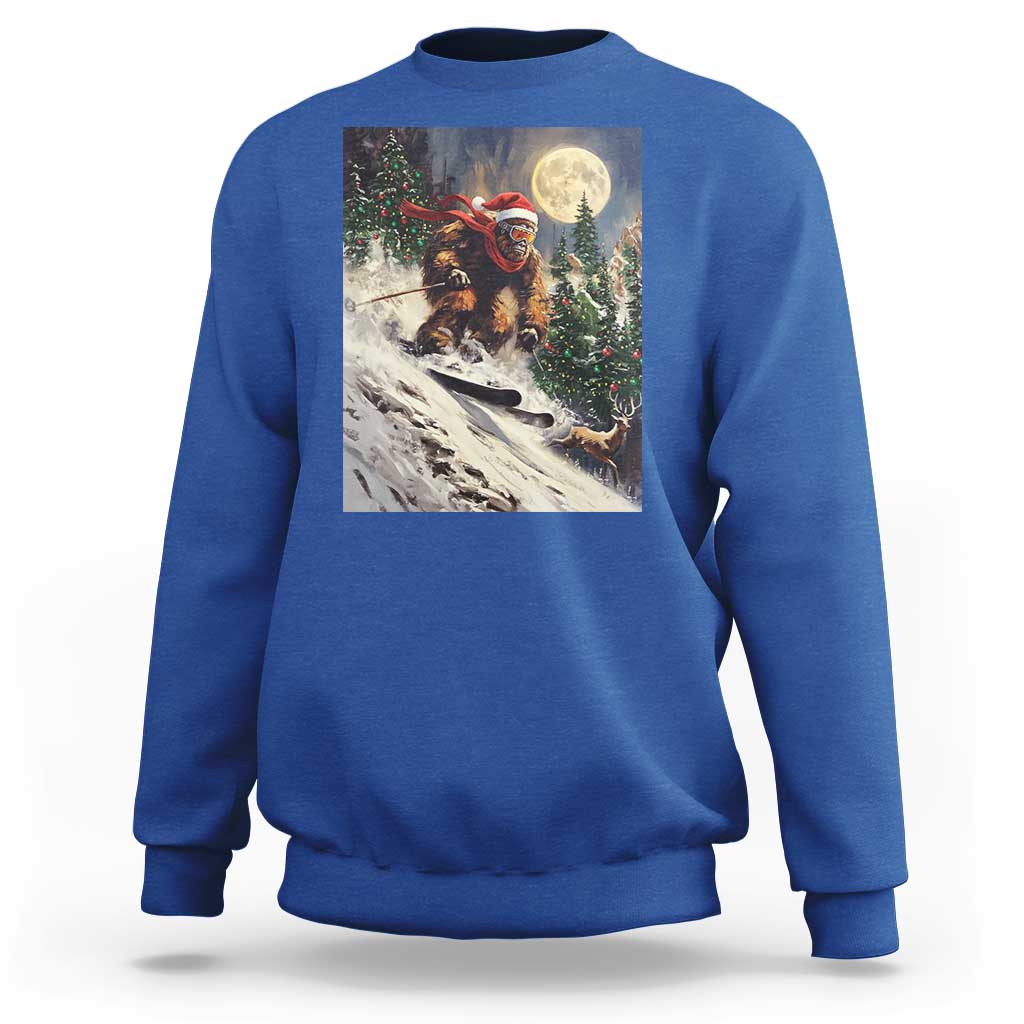 Christmas Bigfoot Skiing Sweatshirt Funny Santa Sasquatch Snowboard Ski Lover Skier - Wonder Print Shop