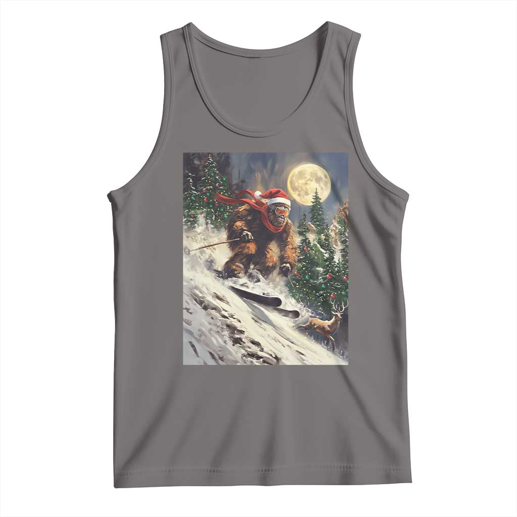 Christmas Bigfoot Skiing Tank Top Funny Santa Sasquatch Snowboard Ski Lover Skier - Wonder Print Shop