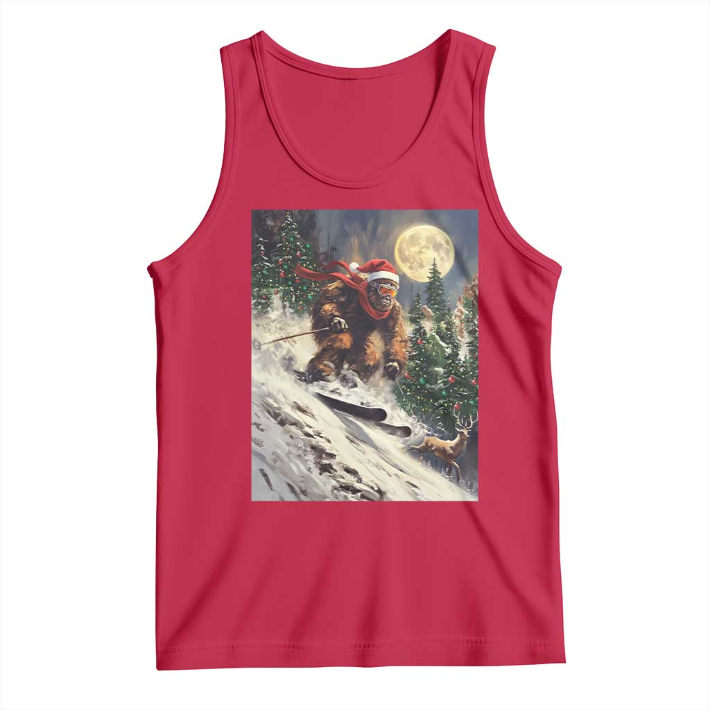 Christmas Bigfoot Skiing Tank Top Funny Santa Sasquatch Snowboard Ski Lover Skier - Wonder Print Shop