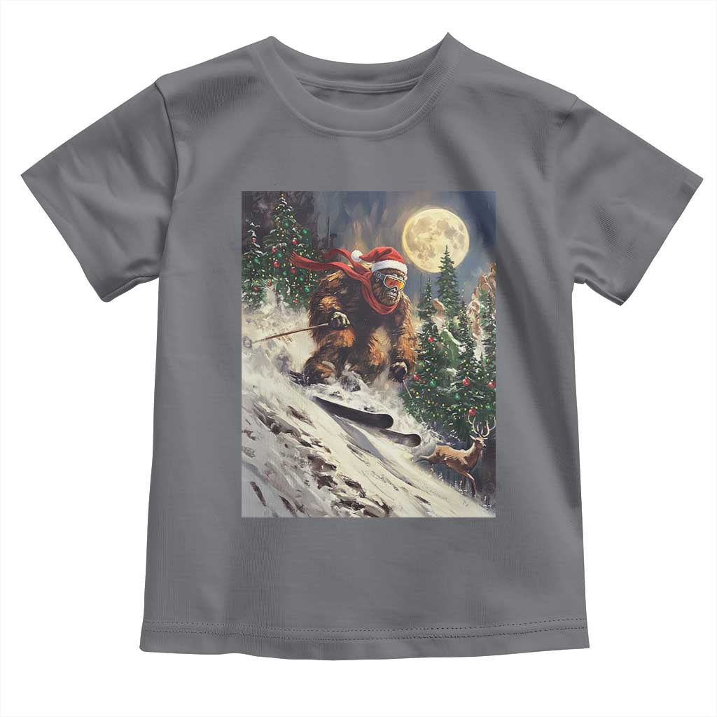 Christmas Bigfoot Skiing Toddler T Shirt Funny Santa Sasquatch Snowboard Ski Lover Skier - Wonder Print Shop